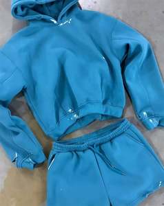 Autumn <b>Men's</b> Casual Clothing Set Customizable Heavyweight Cotton Pullover Hoodie <b>Shorts</b> Wholesale - Product Image 3