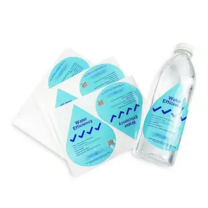 Actory-Etiquetas de vinilo impermeables para botella de agua mineral, etiqueta de PVC personalizada, venta al por mayor