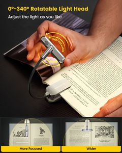 <span class=keywords><strong>Prix</strong></span> de liquidation - Lampe de lecture rotative Glocusent de 0 à 340 degrés, rechargeable par USB-C, mini lampe à clipser <span class=keywords><strong>pour</strong></span> <span class=keywords><strong>livre</strong></span> - Product Image 2