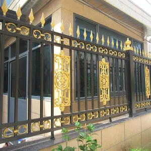 Villa house garden iron fence designs custom wall decor black rod recinzione in ferro battuto