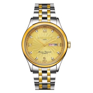 Montre de luxe pour homme en acier inoxydable, étanche, avec double calendrier, bracelet en cuir, mouvement à quartz. - Product Image 4