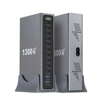 Pengisi Daya Desktop Universal Berkualitas Tinggi 10C2A QC3.0 140W 30W Pengisi Daya GaN PD 1300W 12 Port untuk Laptop EU USA AU UK