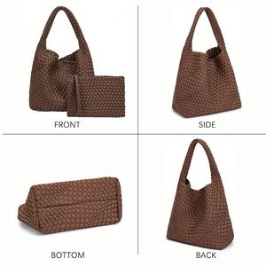 Bolsos de mano de neopreno personalizados al por mayor, tejidos a mano, de moda, para mujer, suaves, de playa, bandolera, bolsos tote tejidos. - Product Image 3