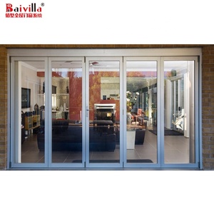 <span class=keywords><strong>Puerta</strong></span> Plegable Exterior de Aluminio para Balcón, Color Negro y Blanco, <span class=keywords><strong>Puerta</strong></span> <span class=keywords><strong>Corredera</strong></span> con Acabado de Superficie para Supermercado o Casa - Product Image 6