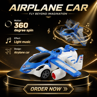 Voiture Volante Lumineuse Télécommandée, Jouet Avion RC, Véhicule Aérien en Plastique à Piles, Roues Rotatives à 360 Degrés, 2.4G 50m pour Enfants