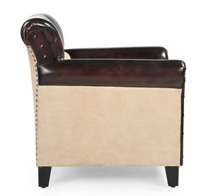 Premium Buff Leather Canvas Floppy <b>Sofa</b> Solid Wood Legs Modern Living Room Lounge Furniture - Product Image 4