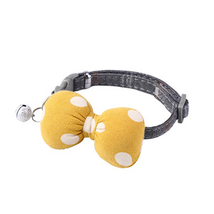 Bestseller Handgefertigtes Umweltfreundliches Katzen- und Hundehalsband mit Knopfverschluss Luxuriöses Einfarbiges Muster Verziert mit Hochwertigen Bändern - Product Image 1