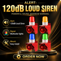 Sirène d'alarme 120 dB 12 V/24 V/220 V/380 V avec lumière d'avertissement LED et klaxon, montage mural, étanche IP54 pour extérieur, usine, entrepôt