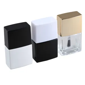 Hot Selling Best Price Unique Design Cosmetic Bottle Custom 12Ml Empty Square Clear Glass Nail Polish Bottle With Brushes