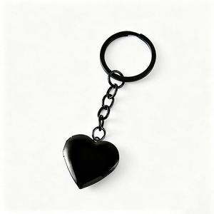 Espejo de Moda con Acabado Metálico Liso, Puede Contener Fotos, Caja de Fotos en Forma de Corazón Color Durazno, Llavero de Acero Inoxidable - Product Image 5