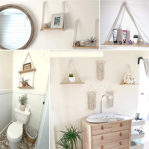 Mộc Mạc Treo Tường Trang Trí Nội Thất Gỗ Đu Kệ Tường Hiển Thị Giá Dây Treo Kệ Nổi - Product Image 5