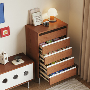 Retro Solid Wood Five Drawer <b>Chest</b> <b>Storage</b> Cabinet For Living Room Bedroom Entryway - Product Image 1