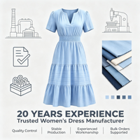 Robe longue décontractée Posimia multi-couches à volants cascade et taille élastique, idéale pour l'été, le printemps et l'automne, couleur unie, ODM/OEM