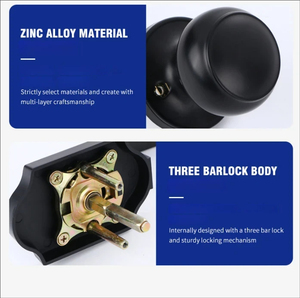 Ensemble de serrures de porte principale en alliage de zinc noir mat, résistantes aux effraction, pour porte d'entrée robuste, vente en gros - Product Image 4