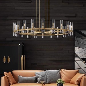 BGST Large Round Industrial High Ceilings Chandelier Glass Lampshade Pendant <strong>Lighting</strong> <strong>Fixture</strong> for Dining Living Room - Product Image 3