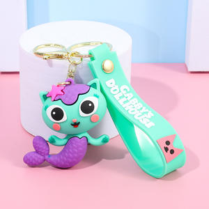 Nouveauté : Porte-clés en caoutchouc 3D mignon, poupée Gabbys, <span class=keywords><strong>maison</strong></span> de poupée, <span class=keywords><strong>chat</strong></span> sirène, pendentif pour sac à main, breloques pour sac à dos pour filles - Product Image 6