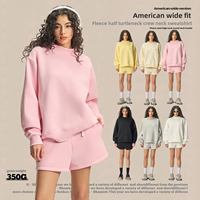 Ensemble sweat-shirt et short en molleton style dopamine, col roulé, coupe ample et oversize, 350 GSM, pour femme, collection automne, style hip-hop