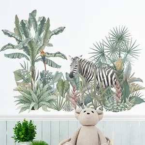 热带雨林墙贴热带雨林绿色植物贴花客厅装饰壁纸