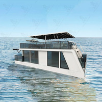 Maison de bateau préfabriquée assemblée, camping de voyage en plein air, maison aquatique, maison de bateau de pêche modulaire tendance, hôtel