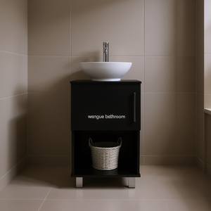 Meuble-lavabo de salle de bain Saybrooke 23 pouces en Wengue noir, contemporain et moderne, sur pied, avec vasque simple - Product Image 2