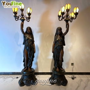 ラージキャストブロンズエレガントな女性ランプポスト像 - Product Image 6