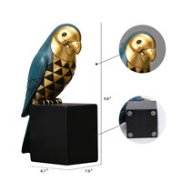 Statue d'animal de bureau en résine, art de la résine de luxe, perroquet en résine, serre-livres, décoration artisanale, serre-livres oiseau