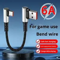 Cable de ángulo recto de 90 °, carga rápida de 1 pie, PD, 65W, para teléfono móvil, ordenador, juegos, bancos de energía, Cable de carga corto