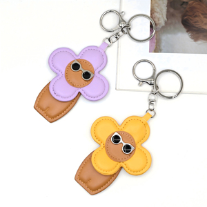 QYS Cute PU Leather Flower Keychain Colorful Floral Bag <b>Charm</b> Fashion Key Ring Handbag Decoration Gift - Product Image 3