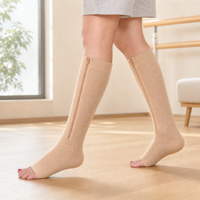 Chaussettes de compression en gros avec fermeture éclair, chaussettes de soutien à bout ouvert pour programmes unisexes en extérieur et en vente au détail |   Chaussettes de compression