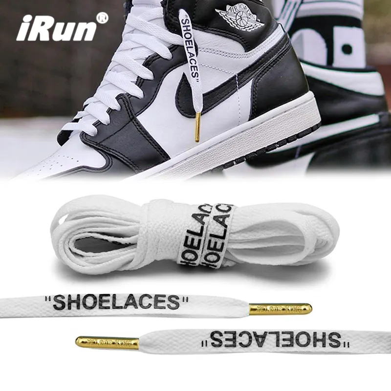 IRun logotipo impreso personalizado los cordones de los zapatos con relieve oro puntas de logotipo personalizado