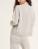 Ensemble deux pièces de loungewear tricoté pour femme, côtelé, en cachemire et laine, comprenant un sweat à capuche et un pantalon de jogging