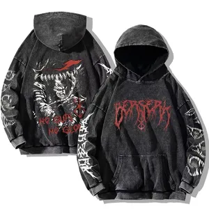 Mens <strong>Berserk</strong> Hoodies Heart Pattern 3D Printed Vintage Washed <strong>Hoodie</strong> Hip Hop Streetwear Cotton Sweatshirts Harajuku Casual Hooded - Product Image 1