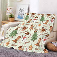Manta de Franela Suave de Felpa con Diseño de Vaquero del Oeste, Muñeco de Nieve y Botas para Halloween y Navidad, Ideal para Sofá, Cama y Descanso en Días Festivos