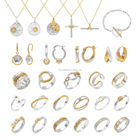 Zweifarbiger Schmuck 14K Massivgold & S925 Silber Ringe Trendige Hochzeits-Verlobungsringe Alltags-Schmuck Geschenk Party Jubiläum Anpassbar