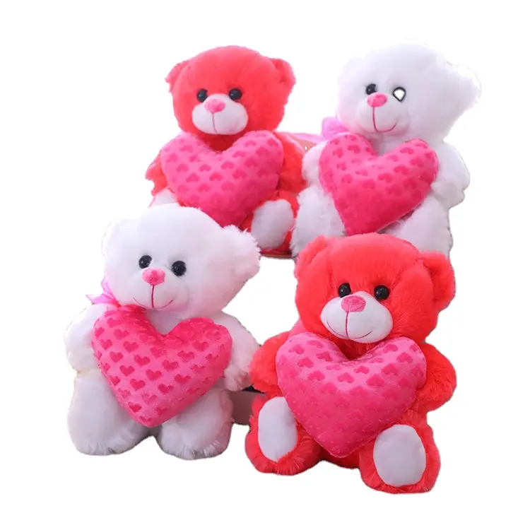 Dolce amore orsacchiotto che tiene il cuore di peluche di peluche orsacchiotto personalizzato Opp Oem promozione Unisex e regali accettano Logo personalizzato