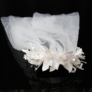 GENYA fleur voile bandeau mariée blanc Floral <span class=keywords><strong>couronne</strong></span> <span class=keywords><strong>de</strong></span> cheveux mariage cheveux accessoires pour filles voiles - Product Image 5