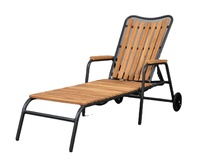 Chaise longue de jardin en teck d'Europe, lit de soleil inclinable, angles réglables, chaise longue d'extérieur