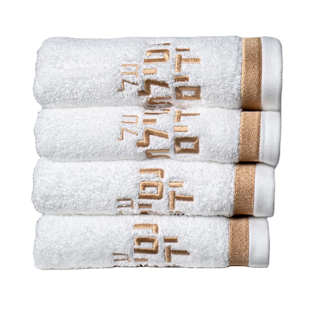 Luxus 100 % Baumwolle weiß Hotel Handtuch hohe Qualität super weich und absorbierend besticktes Logo Gesichtstuch individuelles Logo