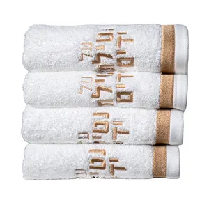 Toalla de hotel blanca de 100% algodón de lujo de alta calidad súper suave y absorción logotipo bordado Toalla de cara logotipo personalizado