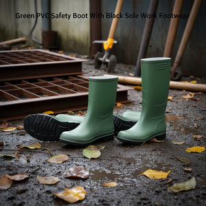 Botas de Seguridad de PVC Verde TTAKE con Suela Negra, Calzado de Trabajo - Product Image 3