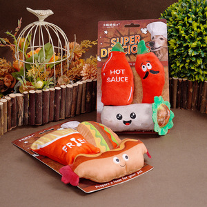 Juguetes de Peluche para Perros de la Serie Gourmet, con Sonido, Masticables, para Perros Medianos a Grandes, Diseño de Burrito Mexicano, Hamburguesa y Hot Dog - Product Image 1