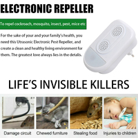 Vente directe en gros d'intérieur électronique ultrasonique antiparasitaire répulsif de souris à semi-conducteurs avec veilleuse lutte contre les rongeurs cafards