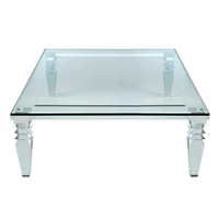 Table basse carrée en acrylique, table à thé en verre trempé ultra-transparent, table centrale transparente, mobilier de maison moderne et minimaliste