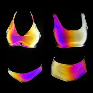 oem young lady popular iridescent reflective recycled push up biquini swimwear beachwear bathing swimming beach wear bikini suit