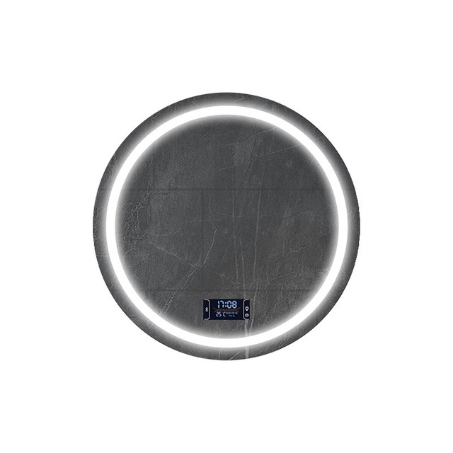 Smart Light Luxury Round Glass Lenses LED Anti-Fog Bathroom Mirror with Washbasin Makeup Mirror Wall-Mounted