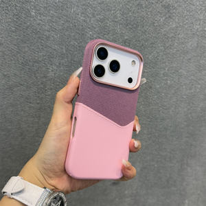 Funda de teléfono con tarjetero de cuero PU de lujo para Iphone17Air 16 <span class=keywords><strong>15</strong></span> 14 13 Pro Max, funda protectora de carga inalámbrica de dos tonos a la moda - Product Image 5