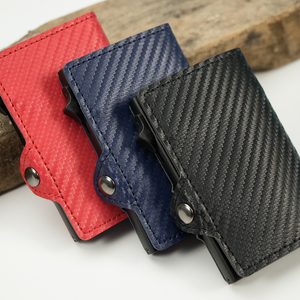 Casekey Hot Sale <b>Rfid</b> Proof Ultra Thin Pop up Metal Card Holder Pu Vintage Leather Slim Minimalist Money Clip <b>Wallet</b> <b>for</b> <b>Men</b> - Product Image 5