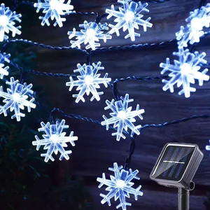 Snowflake Pendant LED Solar String Light Outdoor Waterproof Hanging Decorations For Holiday Xmas