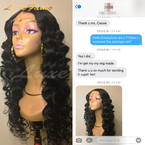 100宽松波浪人发假发，50英寸12a级半人发假发，角质层对齐头发批发生人发假发 - Product Image 5