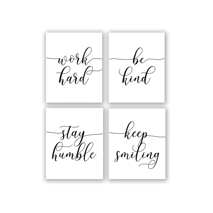 4 Pieces Inspirational Quote Paintings Motivational Phrases Wall Hanging Art for Living Room Wall Art Decor